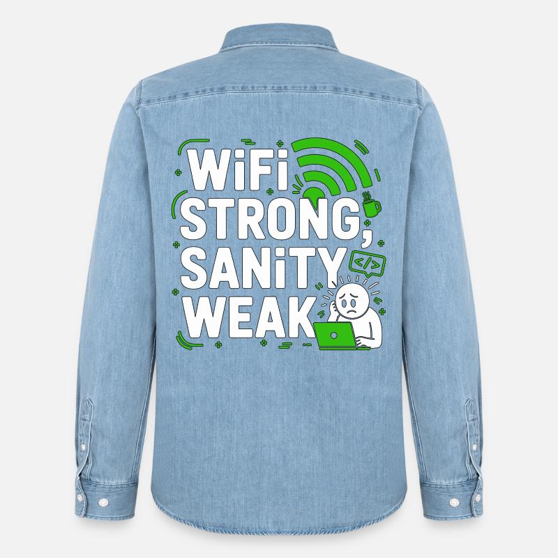 Remote Developer WiFi Strong Software Engineering - Männer Jeanshemd Organic von Stanley/Stella - verwaschenes Hellblau