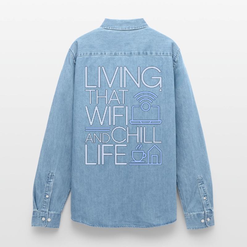 Remote Developer Living That WiFi Web Developer Männer Jeanshemd Organic von Stanley/Stella