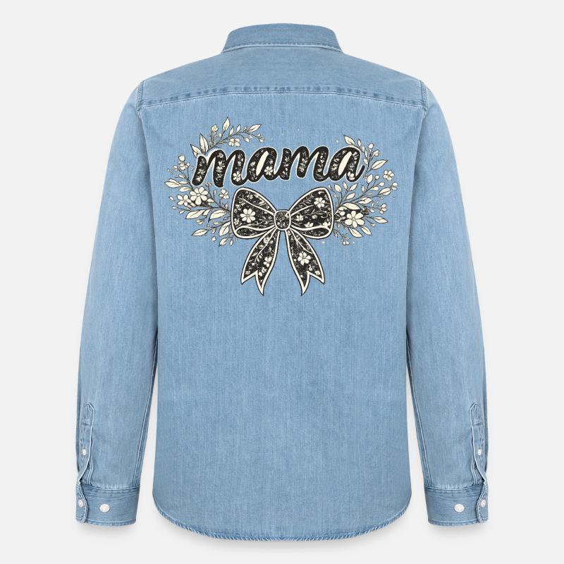 Mama-Geschenk: Retro-Mama-Visualisierung - Männer Jeanshemd Organic von Stanley/Stella - verwaschenes Hellblau