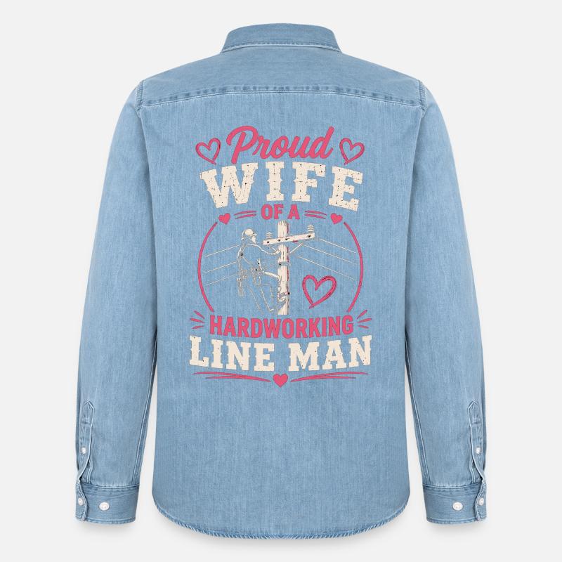 Strom Arbeiter Ehefrau Elektriker Technik - Männer Jeanshemd Organic von Stanley/Stella - verwaschenes Hellblau