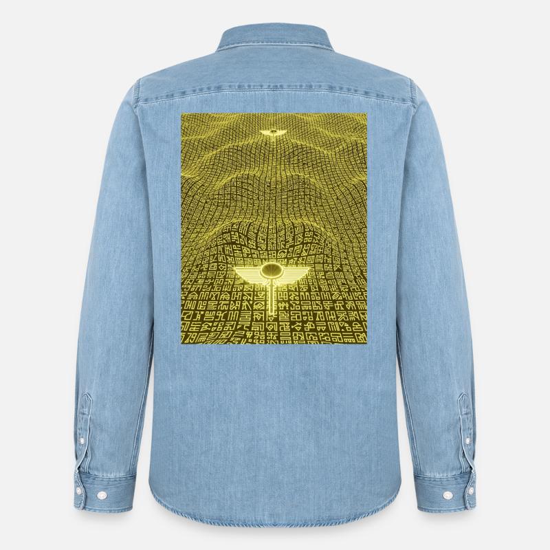 Ancient Golden Code Alien Artifact - Men’s Organic Denim Shirt by Stanley/Stella - light wash