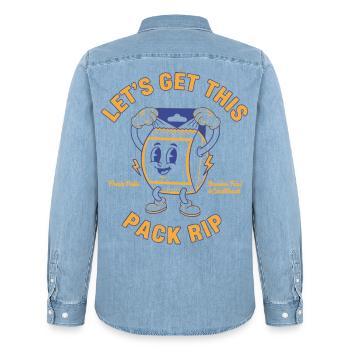 Lets Get This Pack Rip Fresh Pulls CardBreak - Men’s Organic Denim Shirt by Stanley/Stella - light wash - Back - AI Model Male 185 light (185cm)