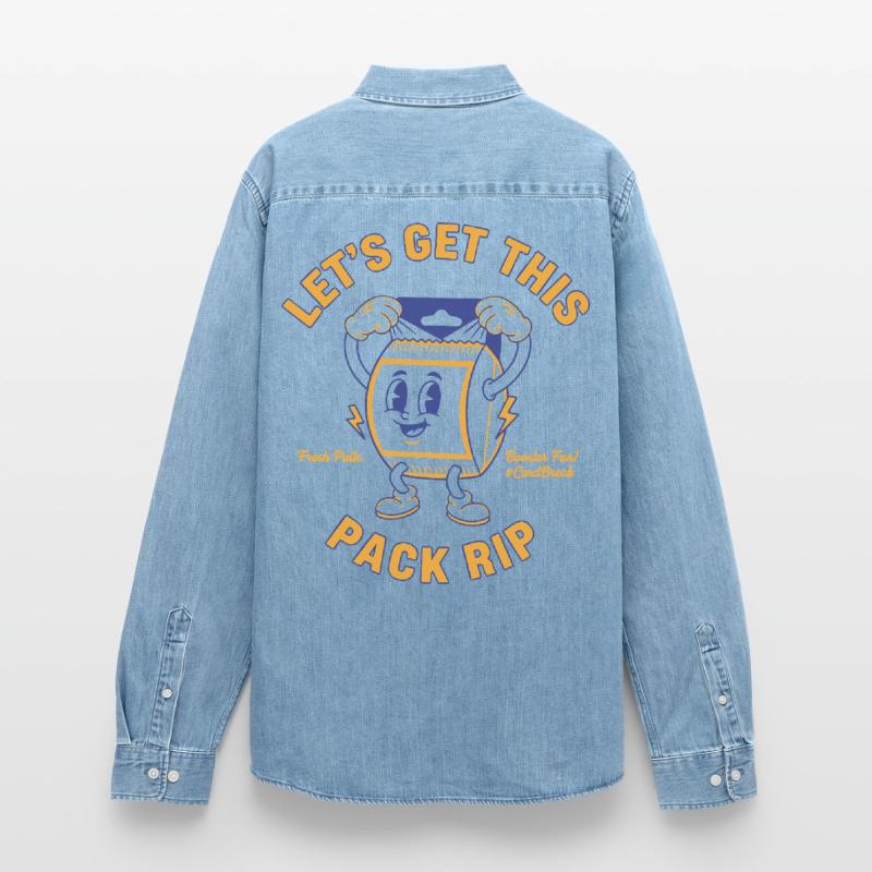 Lets Get This Pack Rip Fresh Pulls CardBreak Men’s Organic Denim Shirt by Stanley/Stella