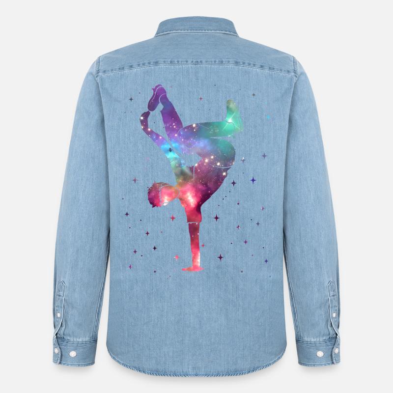 Breakdancing Breakdancer Weltraum Breakdance - Männer Jeanshemd Organic von Stanley/Stella - verwaschenes Hellblau