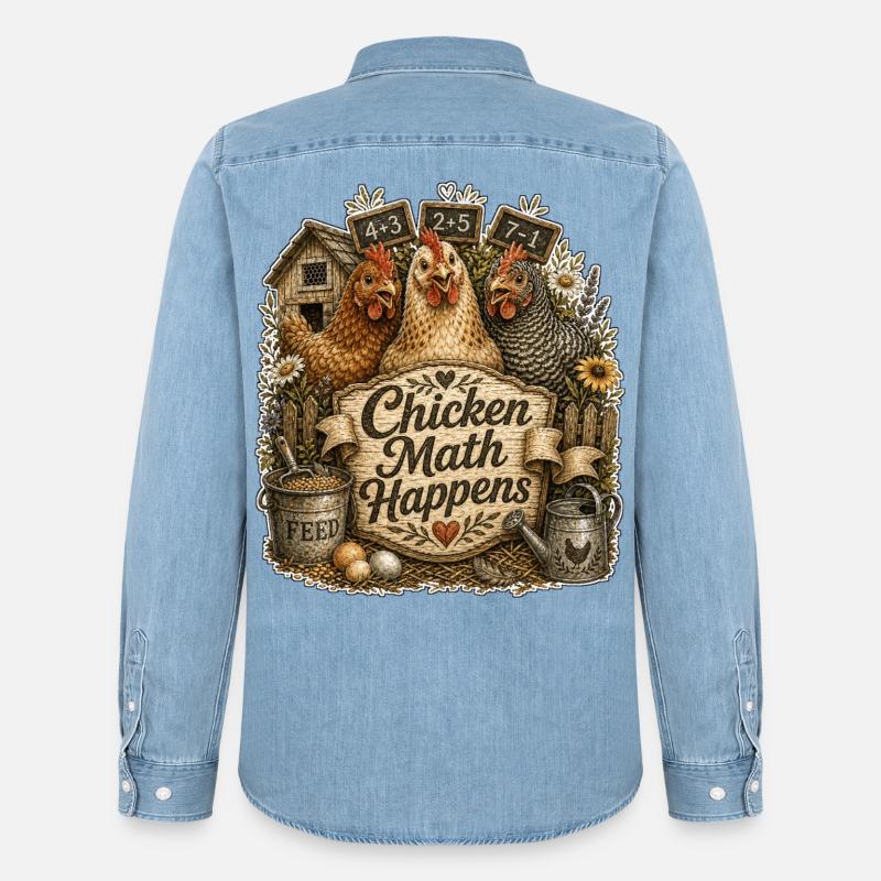 Chicken Math Happens - Männer Jeanshemd Organic von Stanley/Stella - verwaschenes Hellblau