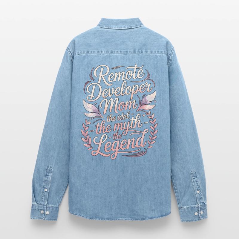 Remote Developer Mom The Idol The Remote Coder Men’s Organic Denim Shirt by Stanley/Stella