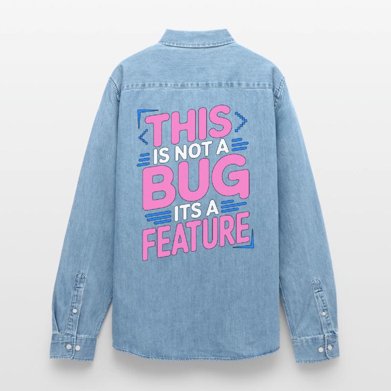 Game Developer This Is Not A Bug Game Programming Men’s Organic Denim Shirt by Stanley/Stella