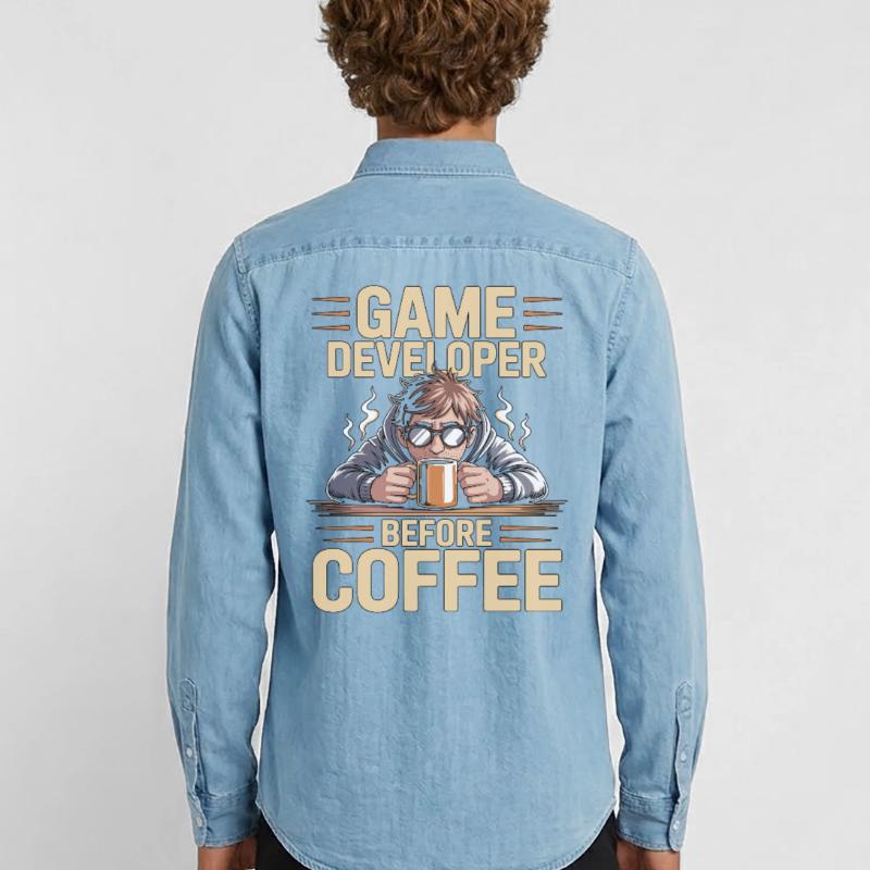 Game Developer Before Web Developer Coffee Lover Men’s Organic Denim Shirt by Stanley/Stella