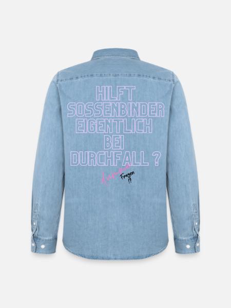 Durchfall Humor Neontext - Männer Jeanshemd Organic von Stanley/Stella - verwaschenes Hellblau