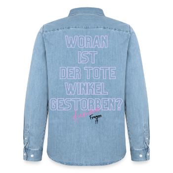 Woran ist der Tote Winkel gestorben? Neon - Männer Jeanshemd Organic von Stanley/Stella - verwaschenes Hellblau - Hinten - AI Model Male 185 light (185cm)