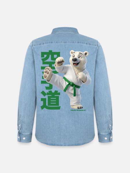 Karate Eisbär - Männer Jeanshemd Organic von Stanley/Stella - verwaschenes Hellblau