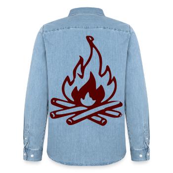 Lagerfeuer Silhouette Rot - Männer Jeanshemd Organic von Stanley/Stella - verwaschenes Hellblau - Hinten - AI Model Male 185 light (185cm)