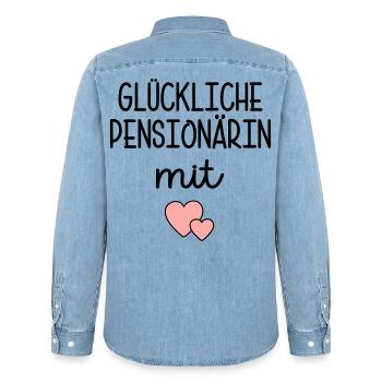 Herz - Glückliche Pensionärin - Männer Jeanshemd Organic von Stanley/Stella - verwaschenes Hellblau - Hinten - AI Model Male 185 light (185cm)