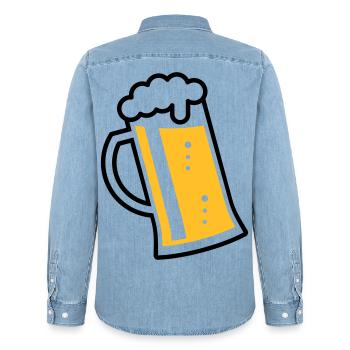 Maßkrug (beer / beer mug / beer glass / R /\/ 2C) - Men’s Organic Denim Shirt by Stanley/Stella - light wash - Back - AI Model Male 185 light (185cm)