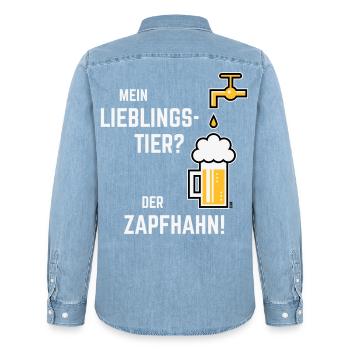 Mein Lieblingstier? Der Zapfhahn! (Bier / 3C) - Männer Jeanshemd Organic von Stanley/Stella - verwaschenes Hellblau - Hinten - AI Model Male 185 light (185cm)
