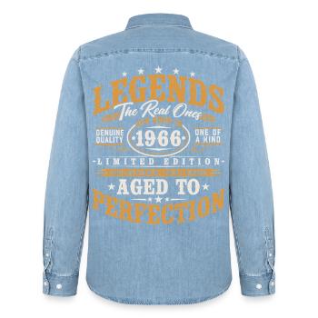 1966 Jahrgang Vintage Geburtstag Geschenk Retro - Männer Jeanshemd Organic von Stanley/Stella - verwaschenes Hellblau - Hinten - AI Model Male 185 light (185cm)