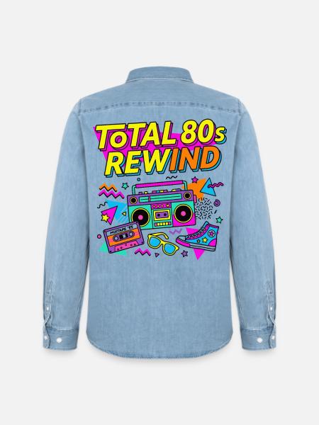 Total 80s Rewind - Männer Jeanshemd Organic von Stanley/Stella - verwaschenes Hellblau