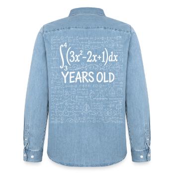 31st Birthday Calculus Integral Math Geek Funny - Men’s Organic Denim Shirt by Stanley/Stella - light wash - Back - AI Model Male 185 light (185cm)