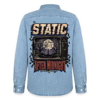 Rauschen nach Mitternacht - Männer Jeanshemd Organic von Stanley/Stella - verwaschenes Hellblau - Hinten - AI Model Male 185 light (185cm)