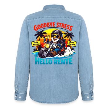 Schluss mit Stress: Hallo Rente - Männer Jeanshemd Organic von Stanley/Stella - verwaschenes Hellblau - Hinten - AI Model Male 185 light (185cm)