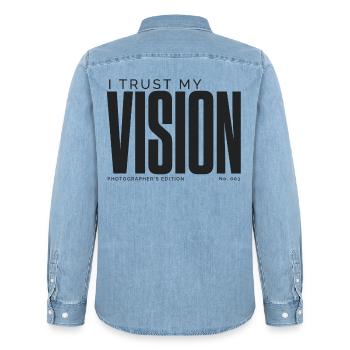 Je fais confiance à ma vision | Édition du photographe - Chemise en denim homme bio Stanley/Stella - bleu clair délavé - Dos - AI Model Male 185 light (185cm)
