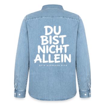 You Are Not Alone - Männer Jeanshemd Organic von Stanley/Stella - verwaschenes Hellblau - Hinten - AI Model Male 185 light (185cm)