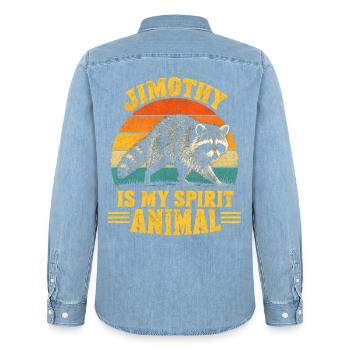 Jimothy Raccoon is My Spirit Animal - Männer Jeanshemd Organic von Stanley/Stella - verwaschenes Hellblau - Hinten - AI Model Male 185 light (185cm)