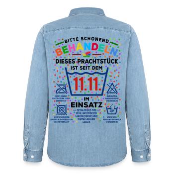 11.11. Schonend behandeln | Karneval Konfetti - Männer Jeanshemd Organic von Stanley/Stella - verwaschenes Hellblau - Hinten - AI Model Male 185 light (185cm)