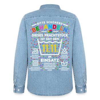 11.11. Schonend behandeln | Karneval Konfetti - Männer Jeanshemd Organic von Stanley/Stella - verwaschenes Hellblau - Hinten - AI Model Male 185 light (185cm)