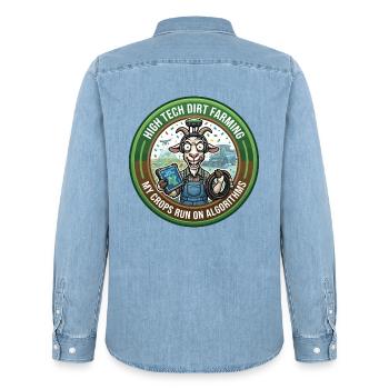 Lustige, kluge Ziege Hightech-Algorithmen-Meme - Männer Jeanshemd Organic von Stanley/Stella - verwaschenes Hellblau - Hinten - AI Model Male 185 light (185cm)