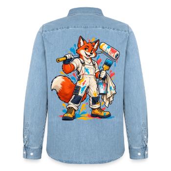 Maler & Lackierer Handwerk / Handwerker - Männer Jeanshemd Organic von Stanley/Stella - verwaschenes Hellblau - Hinten - AI Model Male 185 light (185cm)