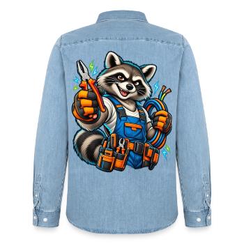 Elektriker Handwerk / Handwerker - Männer Jeanshemd Organic von Stanley/Stella - verwaschenes Hellblau - Hinten - AI Model Male 185 light (185cm)