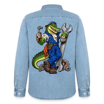 Mechaniker Handwerk / Handwerker - Männer Jeanshemd Organic von Stanley/Stella - verwaschenes Hellblau - Hinten - AI Model Male 185 light (185cm)