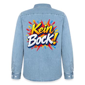 Kein Bock Comic Explosion - Männer Jeanshemd Organic von Stanley/Stella - verwaschenes Hellblau - Hinten - AI Model Male 185 light (185cm)