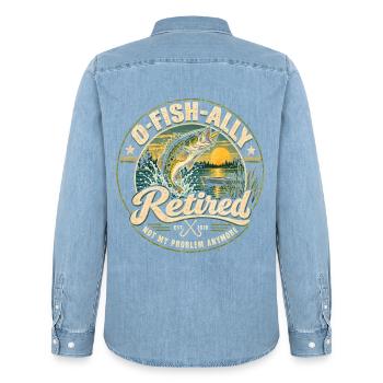 O-Fish-Ally Retired 2026 for Fisherman Fishing  - Männer Jeanshemd Organic von Stanley/Stella - verwaschenes Hellblau - Hinten - AI Model Male 185 light (185cm)