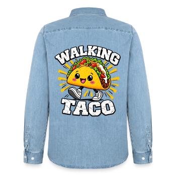 Walking Taco, lustige Kostüm-Tacos  - Männer Jeanshemd Organic von Stanley/Stella - verwaschenes Hellblau - Hinten - AI Model Male 185 light (185cm)