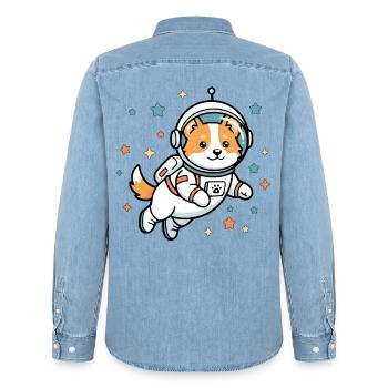 Süßes Corgi-Astronauten-Weltraumhund Süßes Ästhetisches Geschenk - Männer Jeanshemd Organic von Stanley/Stella - verwaschenes Hellblau - Hinten - AI Model Male 185 light (185cm)