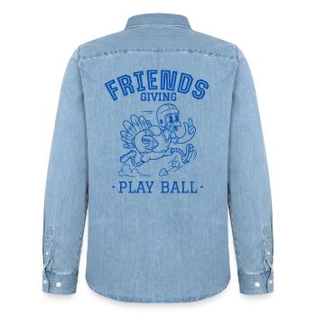 Freunde geben Ballspiel - Männer Jeanshemd Organic von Stanley/Stella - verwaschenes Hellblau - Hinten - AI Model Male 185 light (185cm)