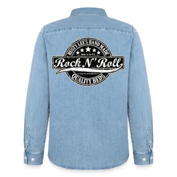 RUSTY LEES HANDGEMACHT | Rock 'n' Roll - Männer Jeanshemd Organic von Stanley/Stella - verwaschenes Hellblau - Hinten - AI Model Male 185 light (185cm)