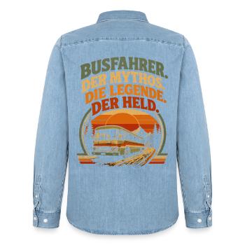 Busfahrer Mythos Legende Held - Männer Jeanshemd Organic von Stanley/Stella - verwaschenes Hellblau - Hinten - AI Model Male 185 light (185cm)