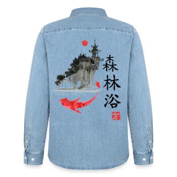 japan Otaku japanisch anime asiatisch - Männer Jeanshemd Organic von Stanley/Stella - verwaschenes Hellblau - Hinten - AI Model Male 185 light (185cm)