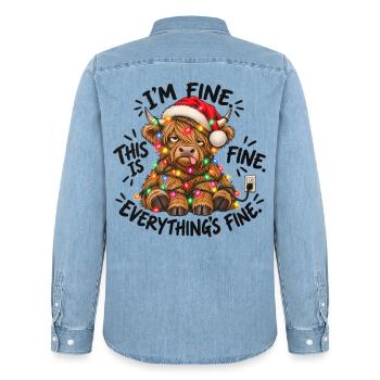 I’m Fine This Is Fine Everything’s Fine - Männer Jeanshemd Organic von Stanley/Stella - verwaschenes Hellblau - Hinten - AI Model Male 185 light (185cm)