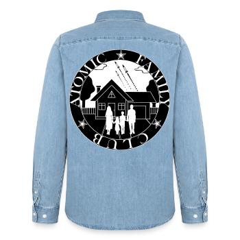 Familie im Kosmischen Haus - Männer Jeanshemd Organic von Stanley/Stella - verwaschenes Hellblau - Hinten - AI Model Male 185 light (185cm)