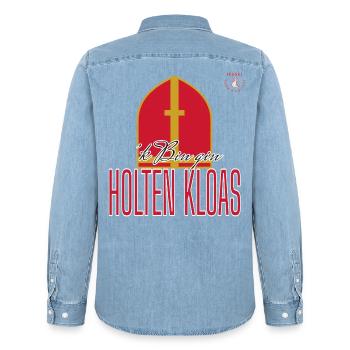 'k Bin gin Holten Kloas – Sinterklaas-Trikot - Männer Jeanshemd Organic von Stanley/Stella - verwaschenes Hellblau - Hinten - AI Model Male 185 light (185cm)