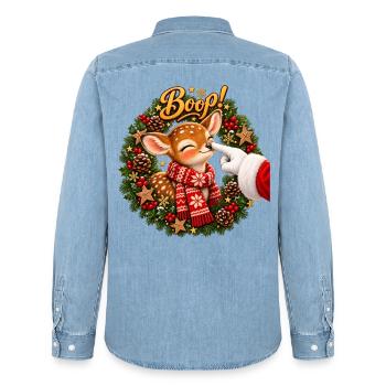 Boop! Cute Reindeer Christmas - Männer Jeanshemd Organic von Stanley/Stella - verwaschenes Hellblau - Hinten - AI Model Male 185 light (185cm)