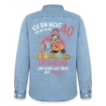 40 Geburtstag Frau Geschenk Lustiger Spruch - Männer Jeanshemd Organic von Stanley/Stella - verwaschenes Hellblau - Hinten - AI Model Male 185 light (185cm)