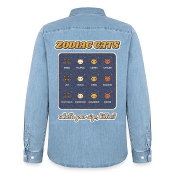 Zodiac-Katzen Alle 12-Sterne-Zeichen - Männer Jeanshemd Organic von Stanley/Stella - verwaschenes Hellblau - Hinten - AI Model Male 185 light (185cm)