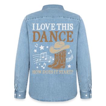 Line Dance Country Western Tanz - Männer Jeanshemd Organic von Stanley/Stella - verwaschenes Hellblau - Hinten - AI Model Male 185 light (185cm)