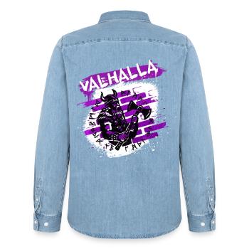 Valhalla Street Art Viking - Männer Jeanshemd Organic von Stanley/Stella - verwaschenes Hellblau - Hinten - AI Model Male 185 light (185cm)