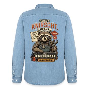 Condition Crunches But Runs Age Dysfunction - Männer Jeanshemd Organic von Stanley/Stella - verwaschenes Hellblau - Hinten - AI Model Male 185 light (185cm)